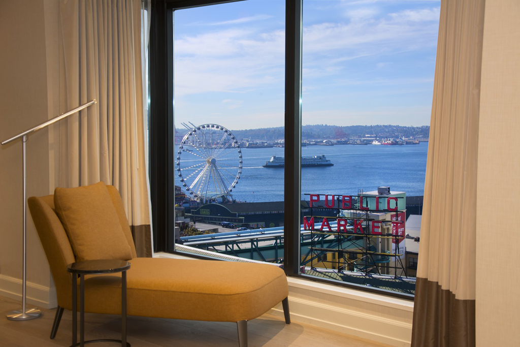 view of Pike Place Market at a a cool place to stay in Seattle