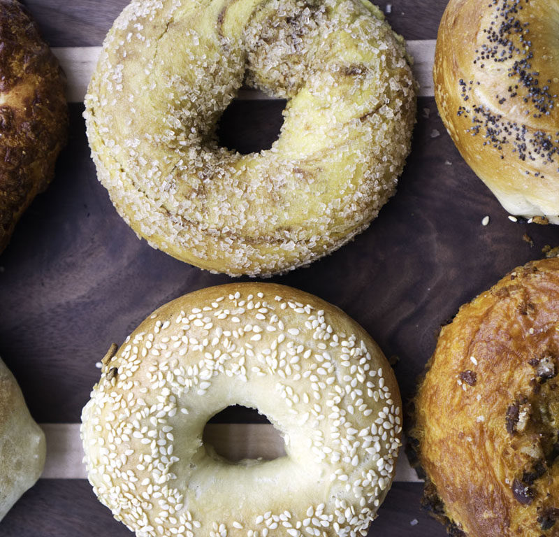 6 of the best bagels in Seattle on a cutting board