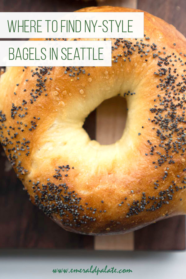 closeup of a poppy seed New York-style bagel from Seattle