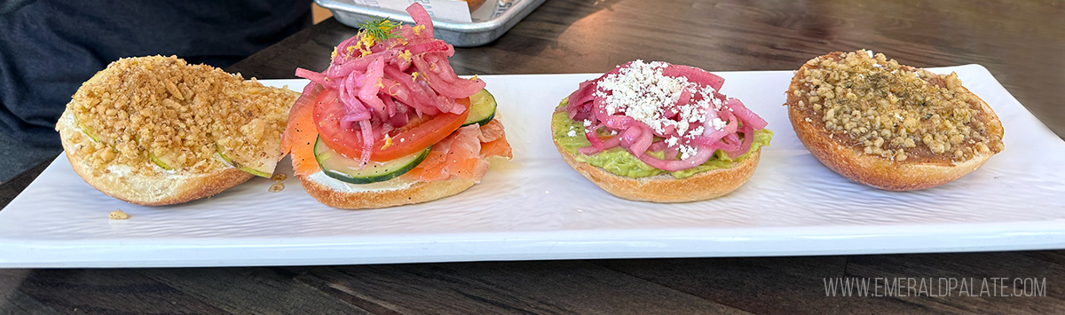 4 open faced bagel flight