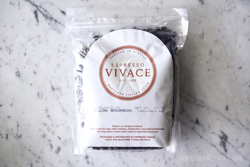 bag of coffee beans from Espresso Vivace