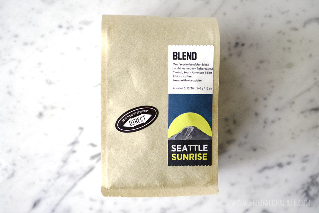 bag of coffee beans from Seattle Coffee Works
