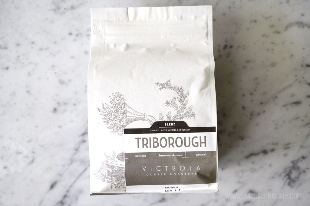 bag of coffee beans from Victrola Coffee in Seattle