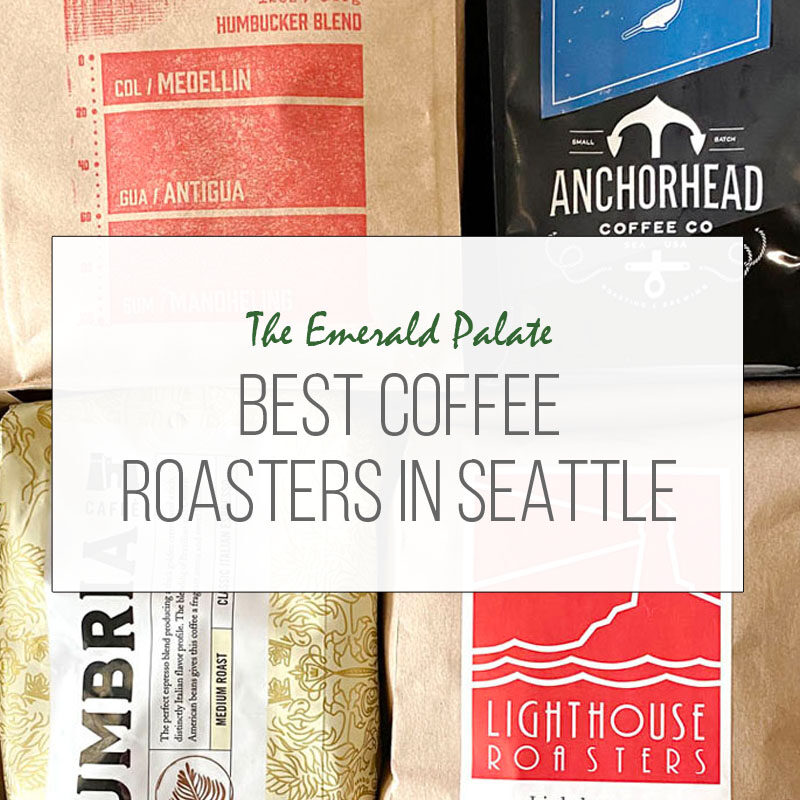 8 bags of coffee beans side by side from the best Seattle coffee roasters