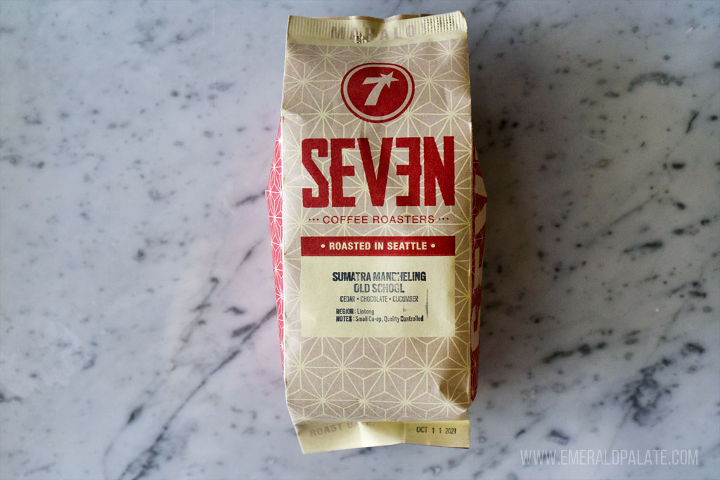 bag of Seven Sumatra coffee made in Seattle