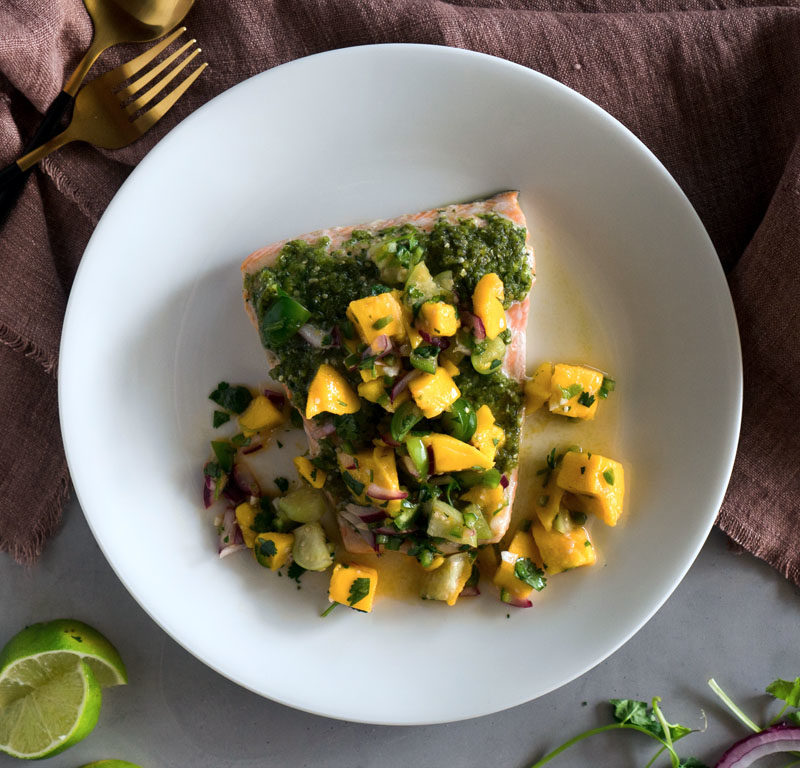 mango tomatillo salsa ove Arctic char fish recipe