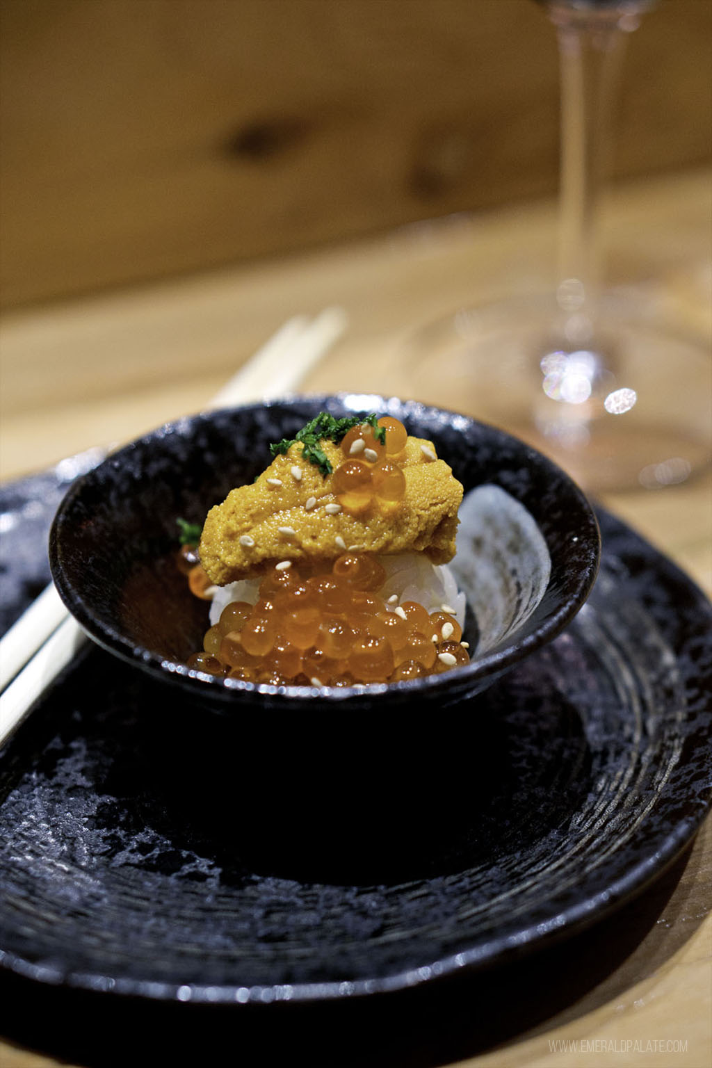 uni at a sushi bar that is one of the best hidden gem restaurants in San Diego