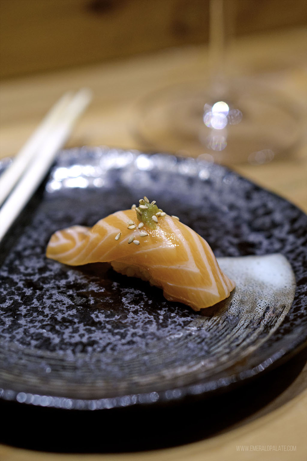 salmon nigiri from one of the best fish restaurants in Seattle, Washington