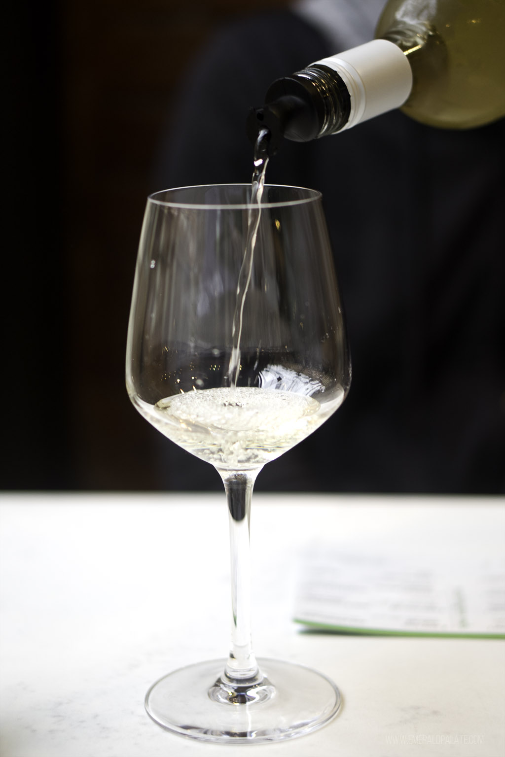 best Washington white wine being poured into a glass