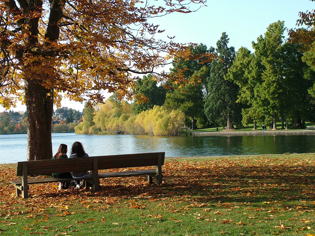 Green Lake in Seattle during fall