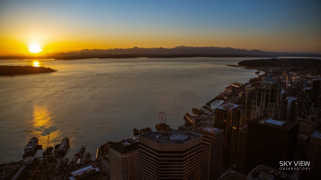 View of Puget Sound from Sky View Observatory in Seattle