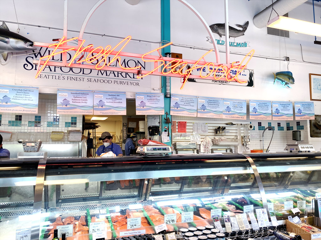 fish counter at a market that is the best place to buy fish in Seattle