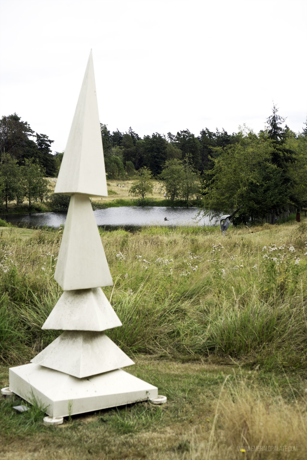 cone stack sculpture at the San Juan Island Sculpture Park, a must visit during your San Juan Island day trip