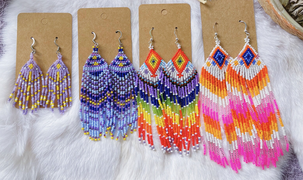 beautiful intricate beaded jewelry made in Seattle by an Indigenous person