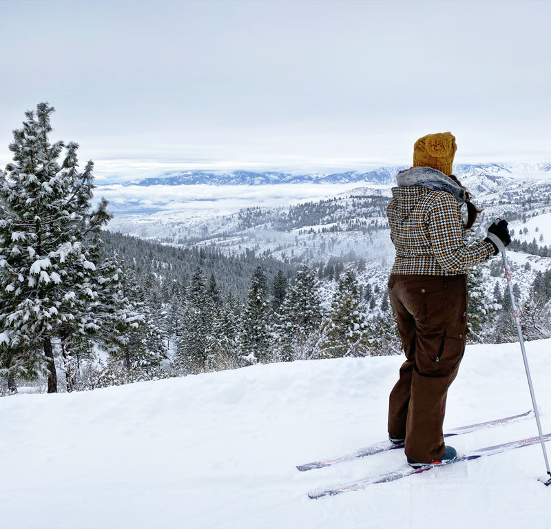 woman cross-country skiing