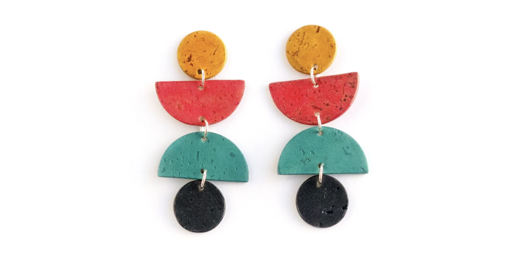colorful mid century cork earrings