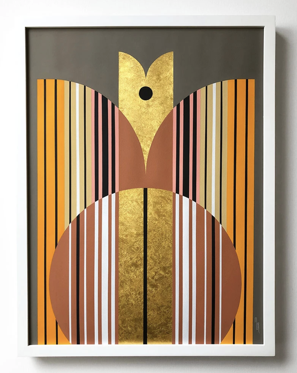 bold art deco style art with gold leaf from a Pacific Northwest artist