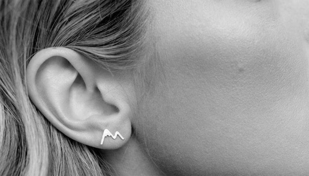 stud earrings of a mountain peak - Seattle local jewelry