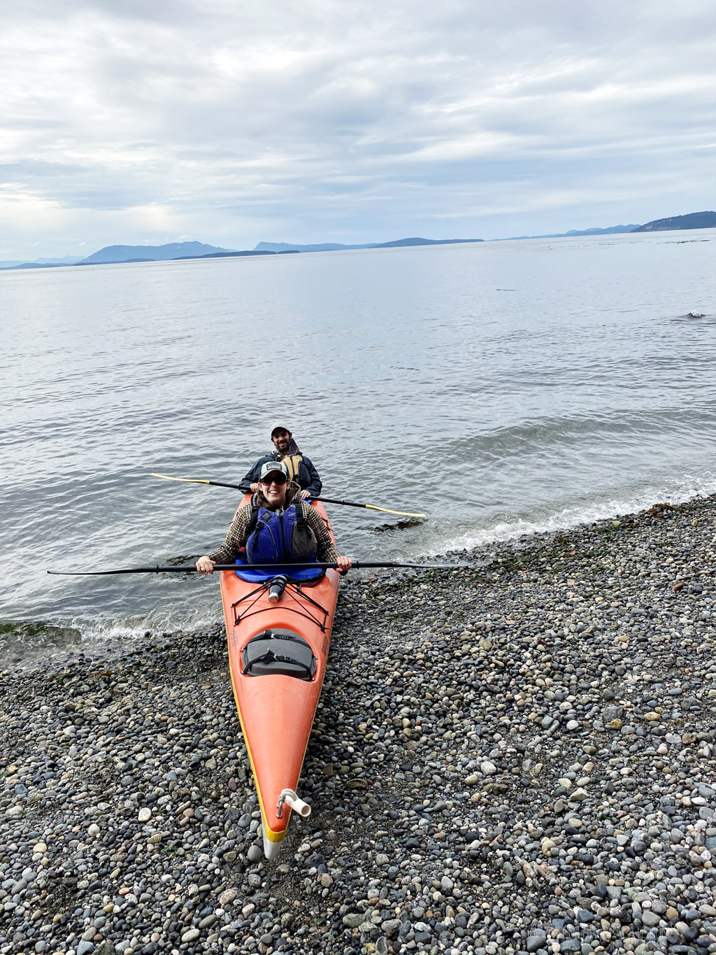 tandem kayakers on a San Juan Island day trip