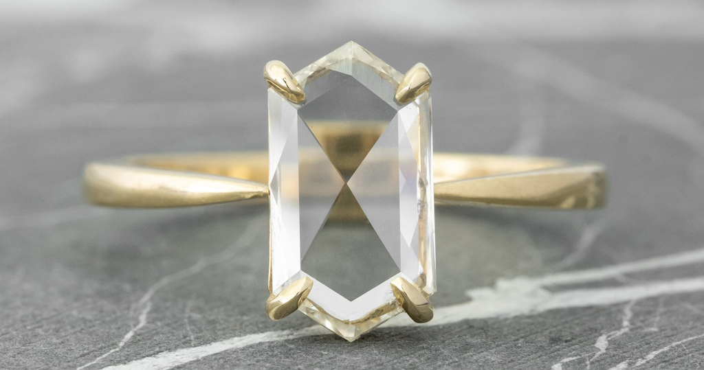Hexagon diamond wedding ring made in Seattle