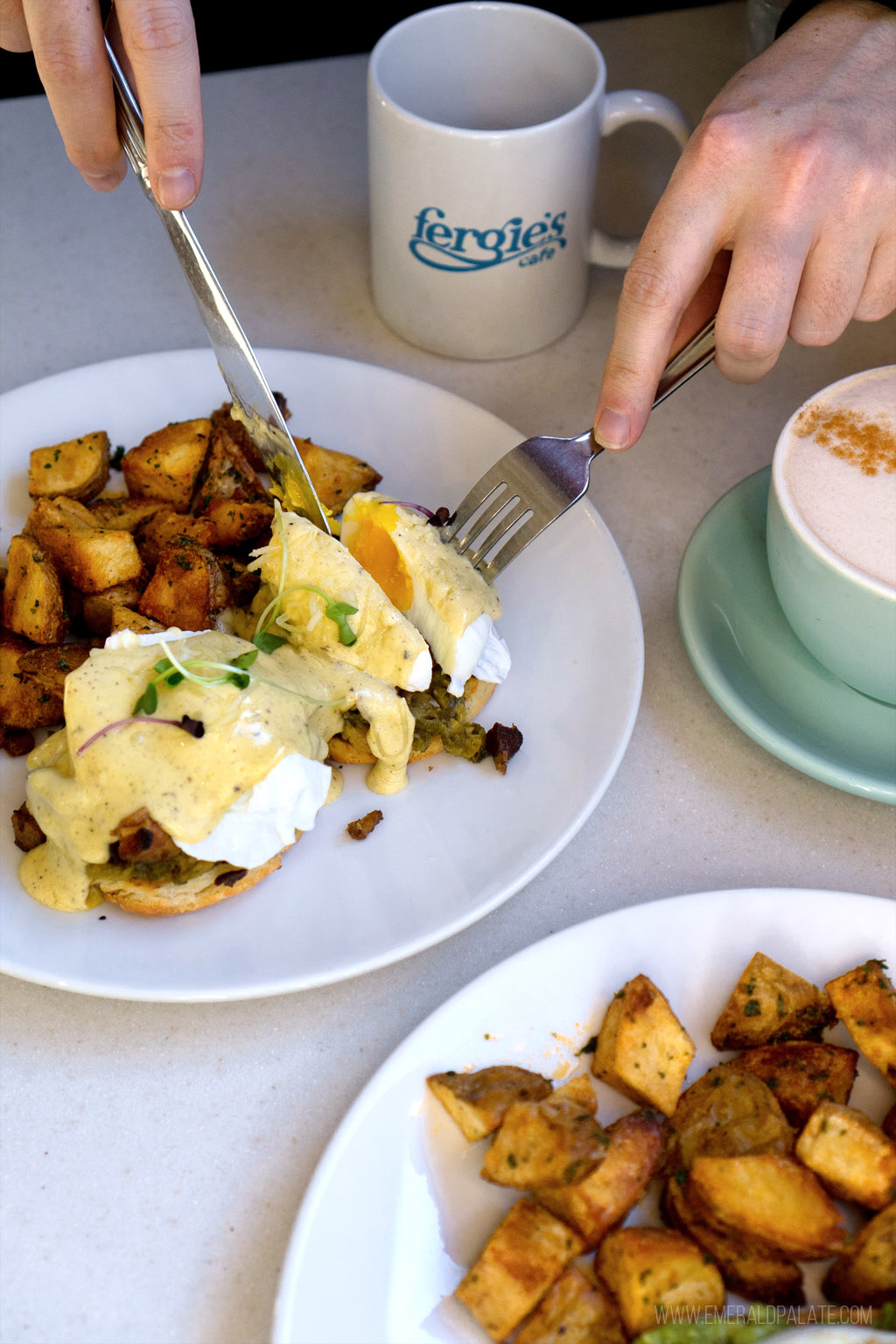 eggs benedict and roasted potatoes from one of the best restaurants in Whistler BC