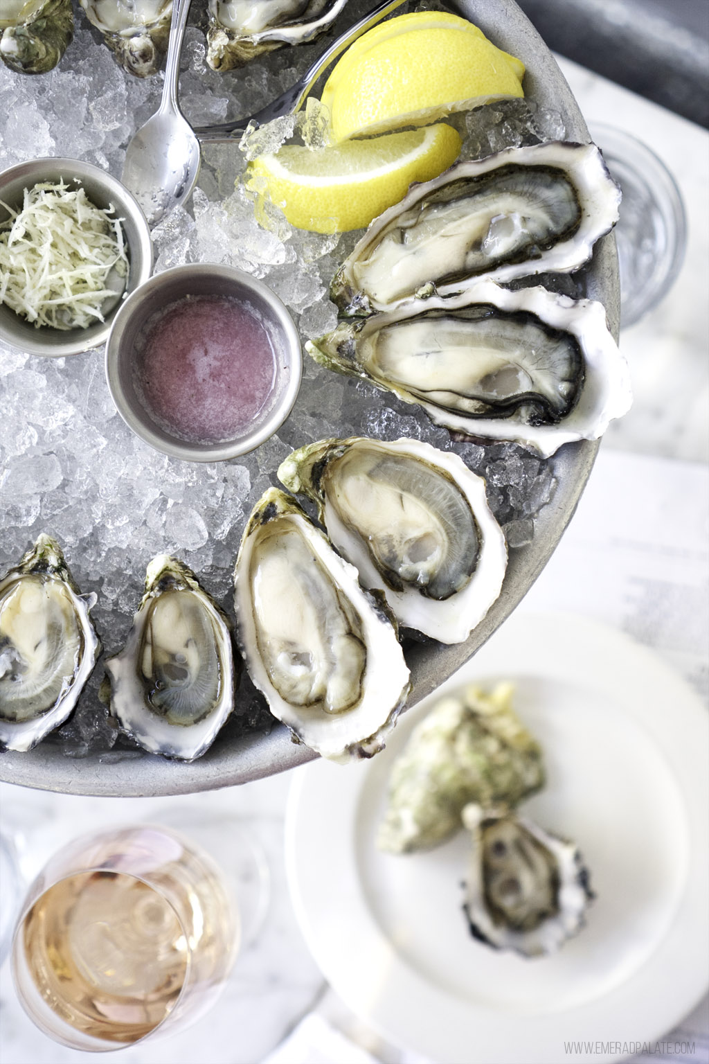 platter of oysters, one of the must try dishes during your one day in Seattle itinerary