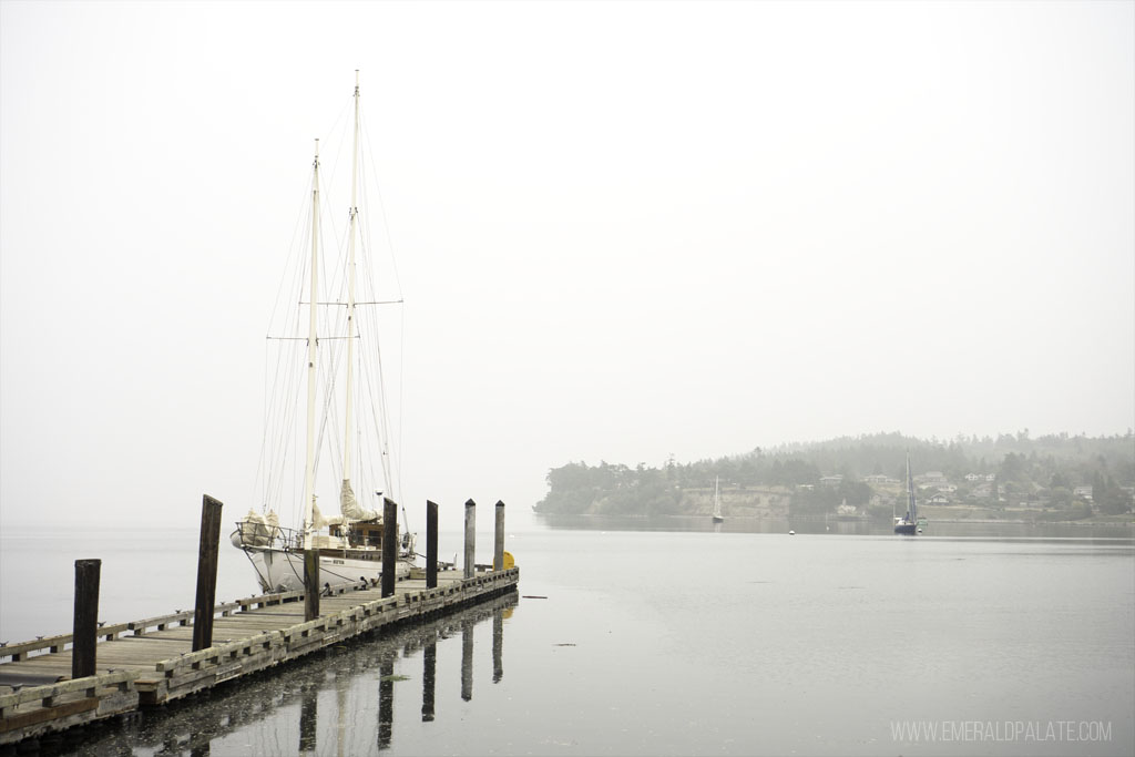 sailboat on dock in Coupeville on Whidbey Island