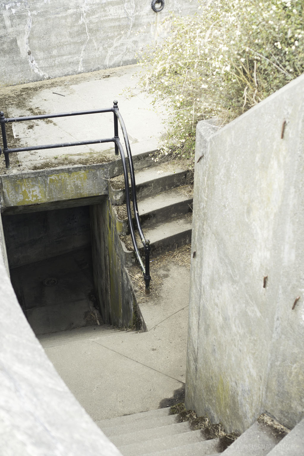 stairs leading down to fort at Fort Casey State Park on Whidbey Island