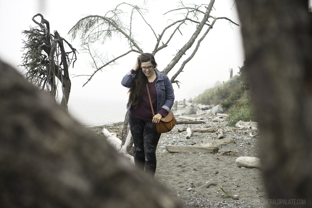 woman walking on beach, one of the best things to do on Camano Island