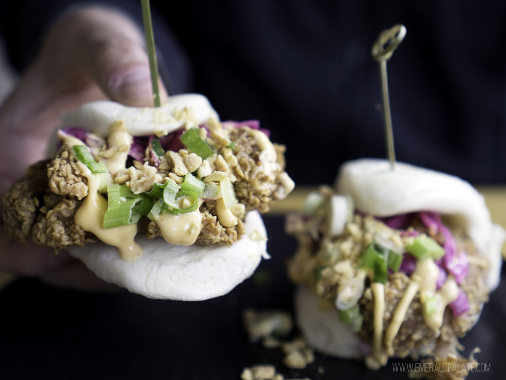 chicken bao sandwiches at a restaurant worth stopping at on an island close to Seattle