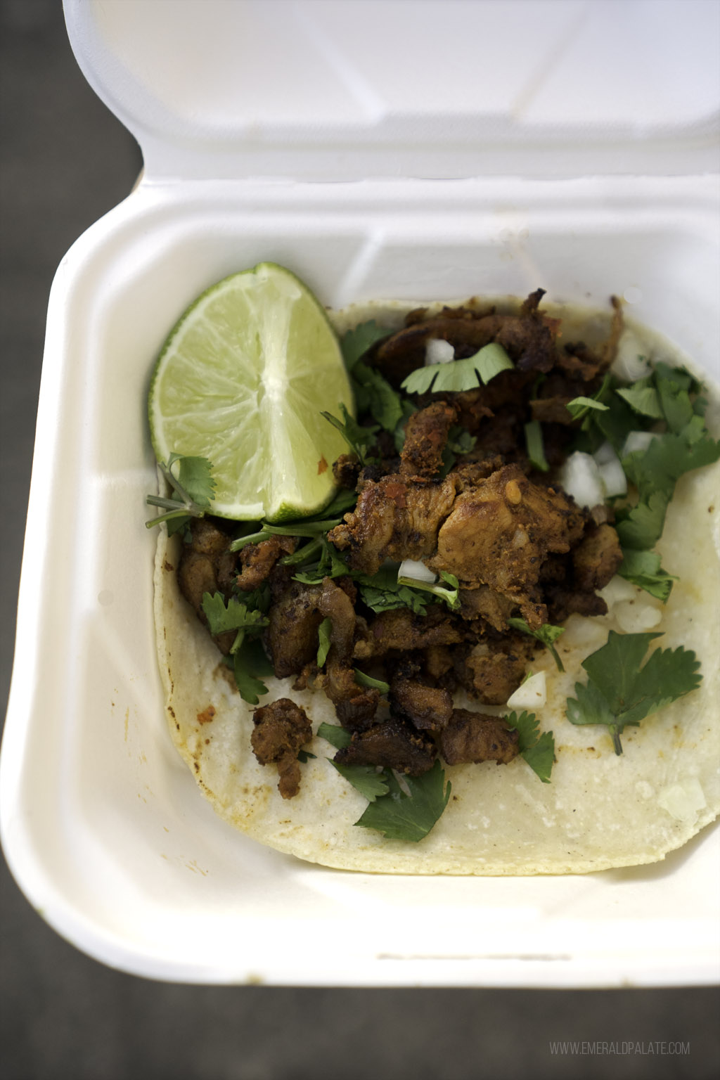 close up of al pastor taco from one of the best street tacos in Seattle