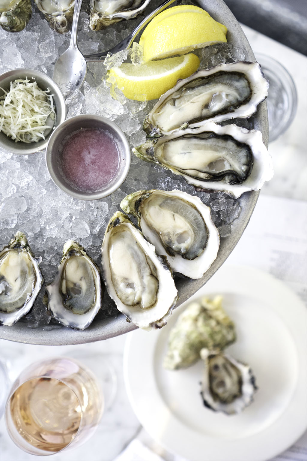 platter of raw oysters