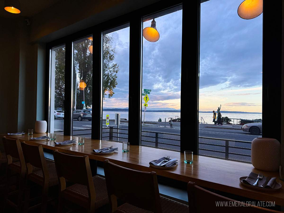 water views at Driftwood, one of Seattle's best fine dining restaurants