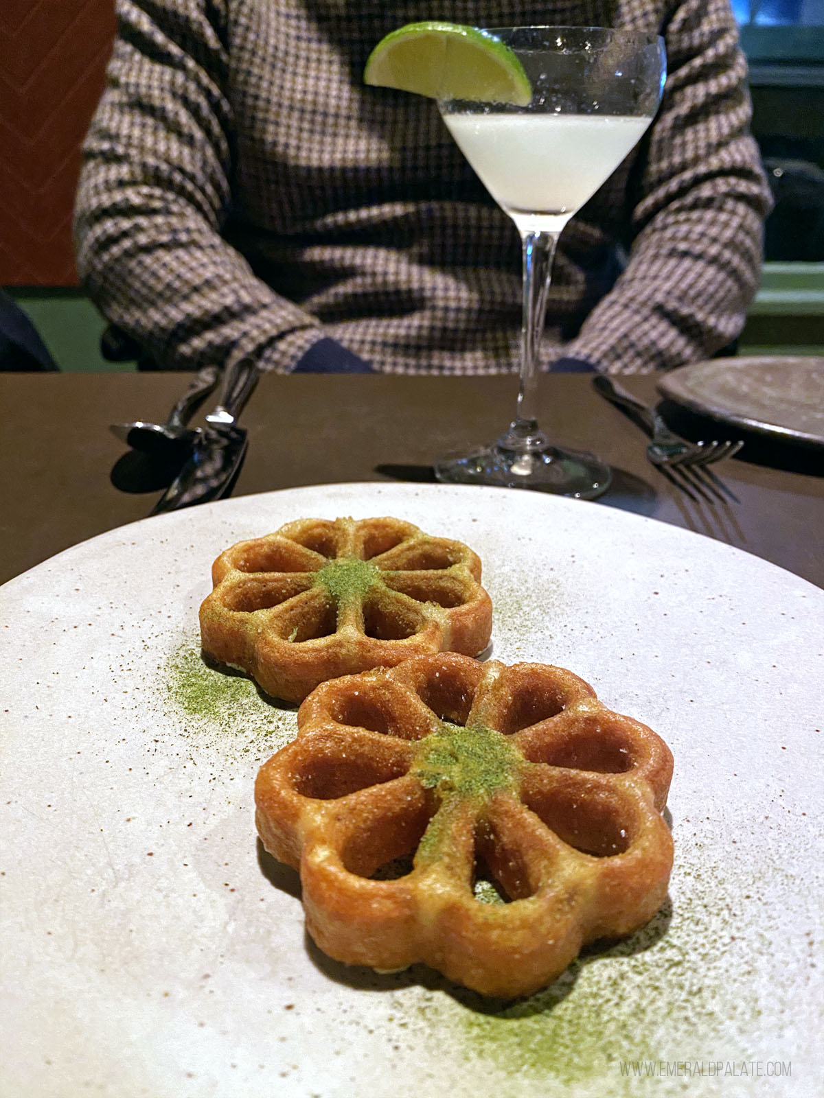rosette cookies at a fancy Seattle restaurant