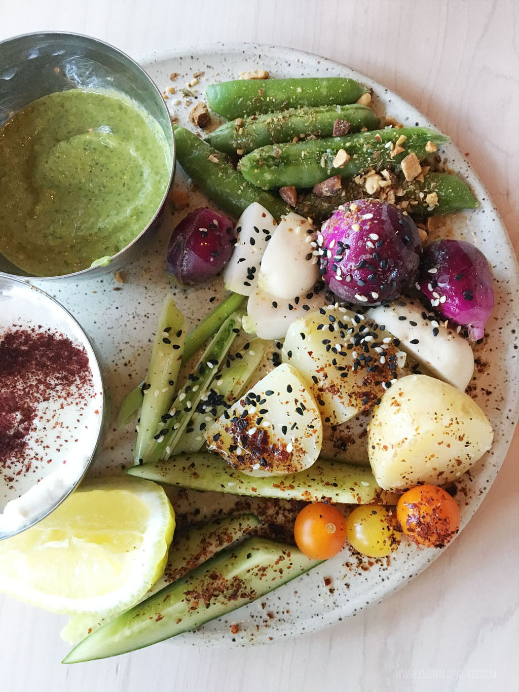 plate of crudites from one of the best restaurants worth the drive from Seattle