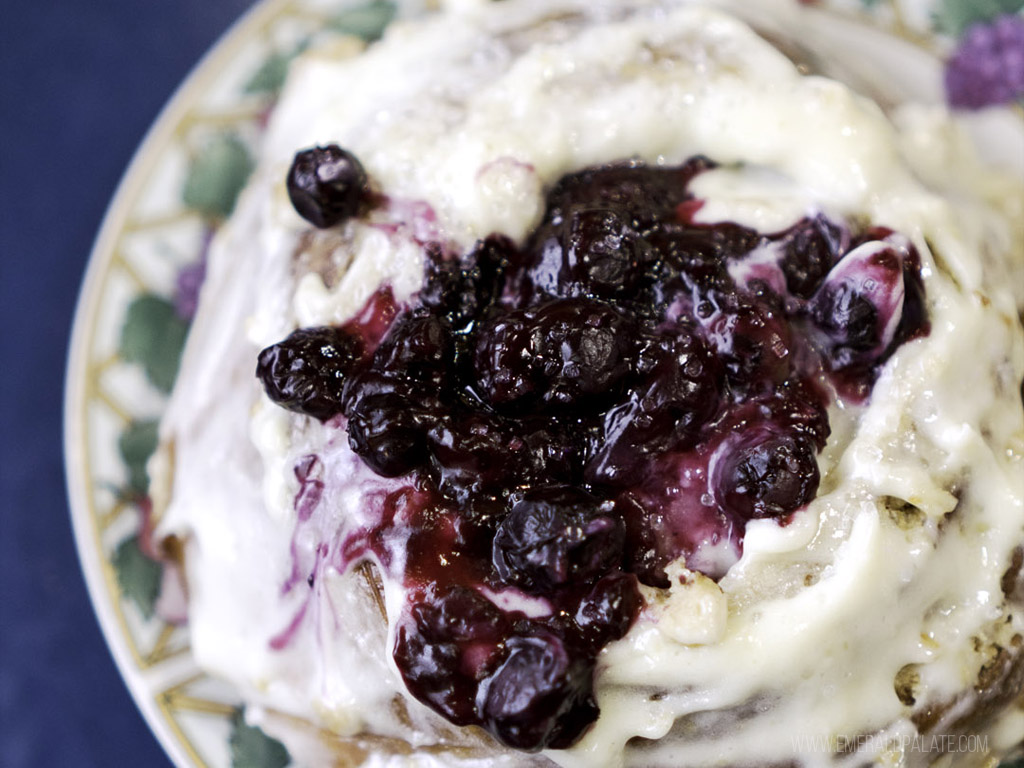 blueberry cinnamon roll from a restaurant in Lake Chelan, WA