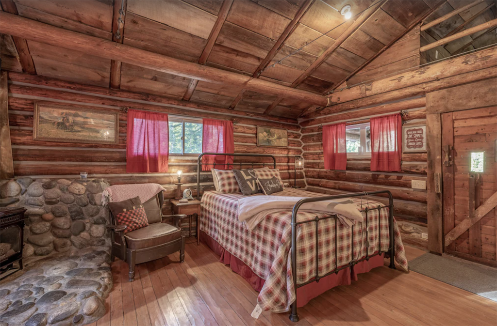 inside a rustic wood cabin in WA state