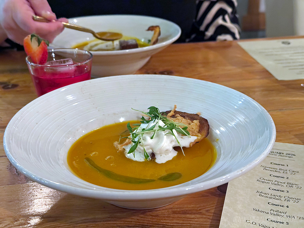 butternut squash soup at Mana in Leavenworth