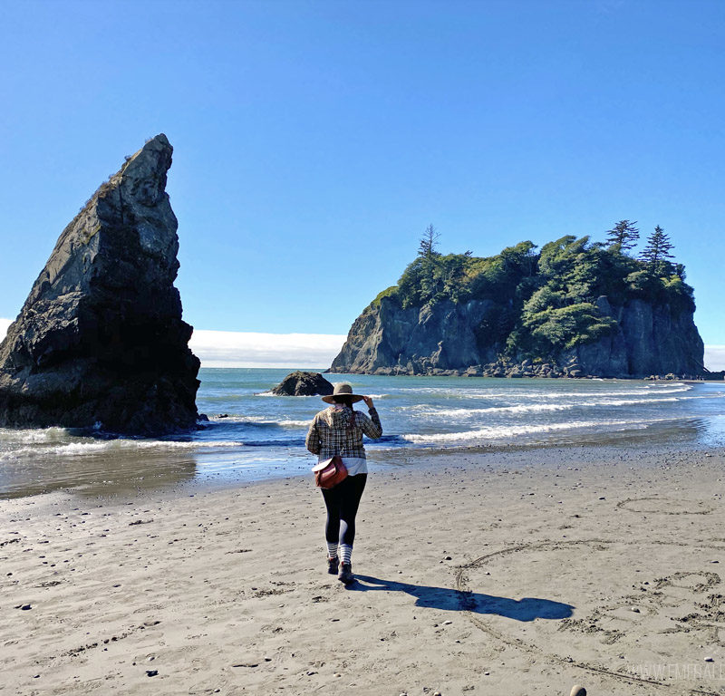 woman walking on the beach on the Washington coast