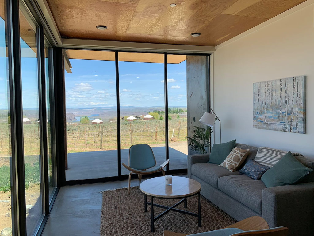 tiny home at a winery, one of the most romantic airbnb Washington state