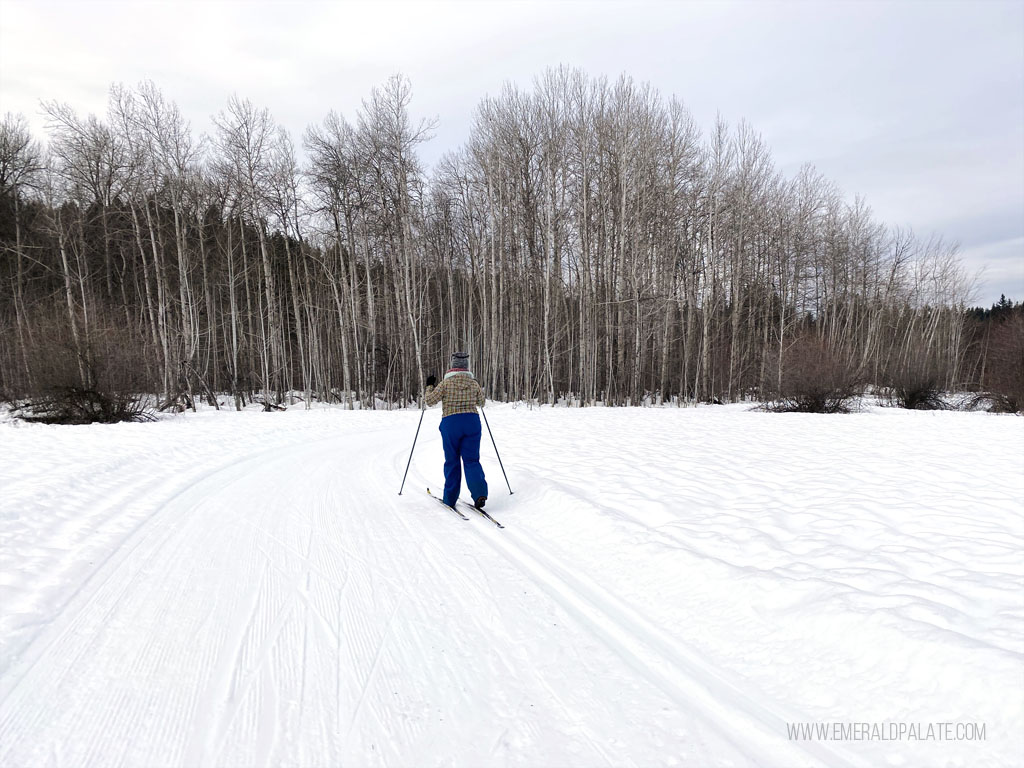 woman cross country skiing in Washington state