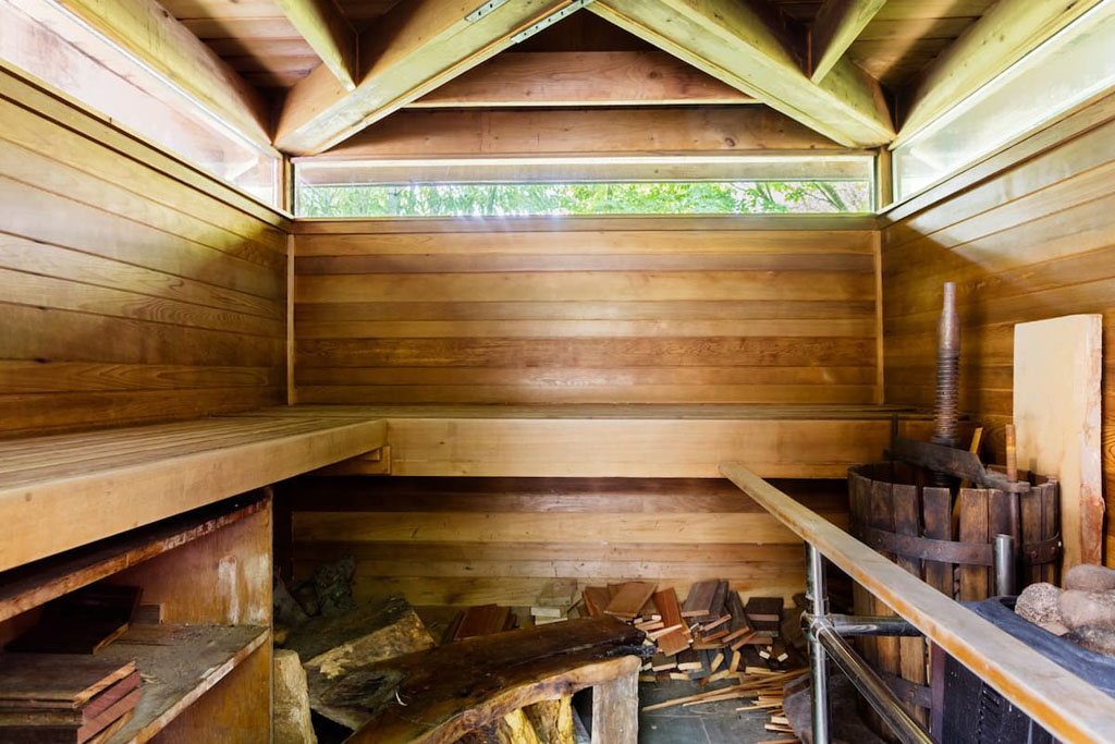 inside a sauna spa at a romantic airbnb Washington state