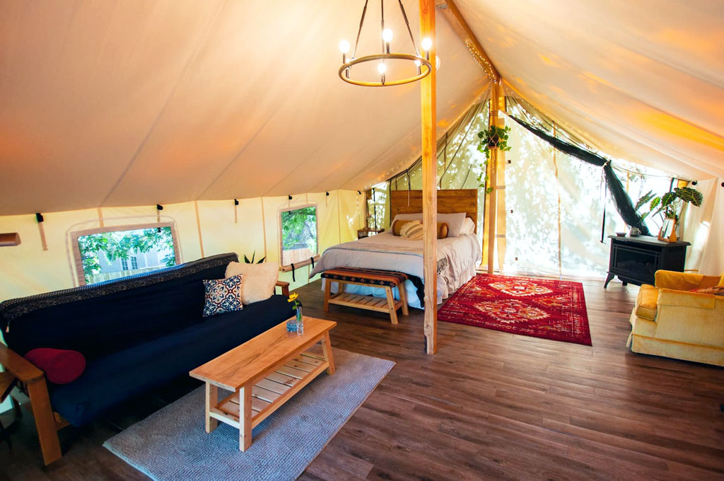 romantic glamping tent in WA