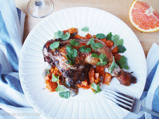 One Pan Meal: Roast Chicken With Cocoa, Chipotle, & Orange