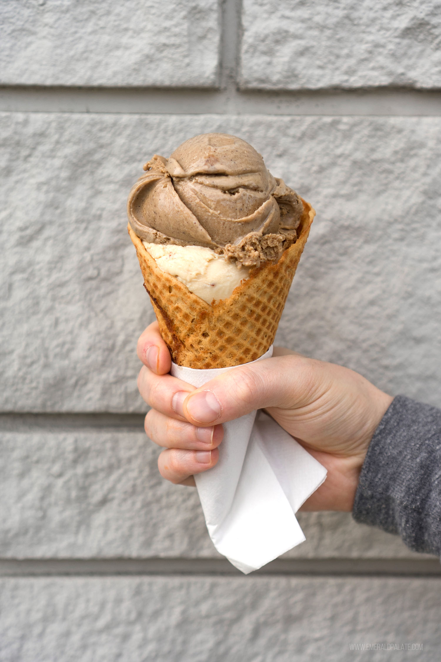 person holding an ice cream cone from a Vashon Island restaurant