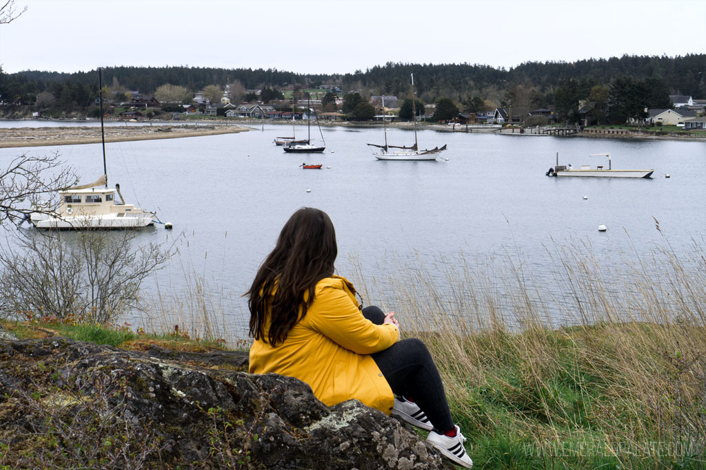woman overlooking Fisherman's Preserve, one of the best things to do on Lopez Island