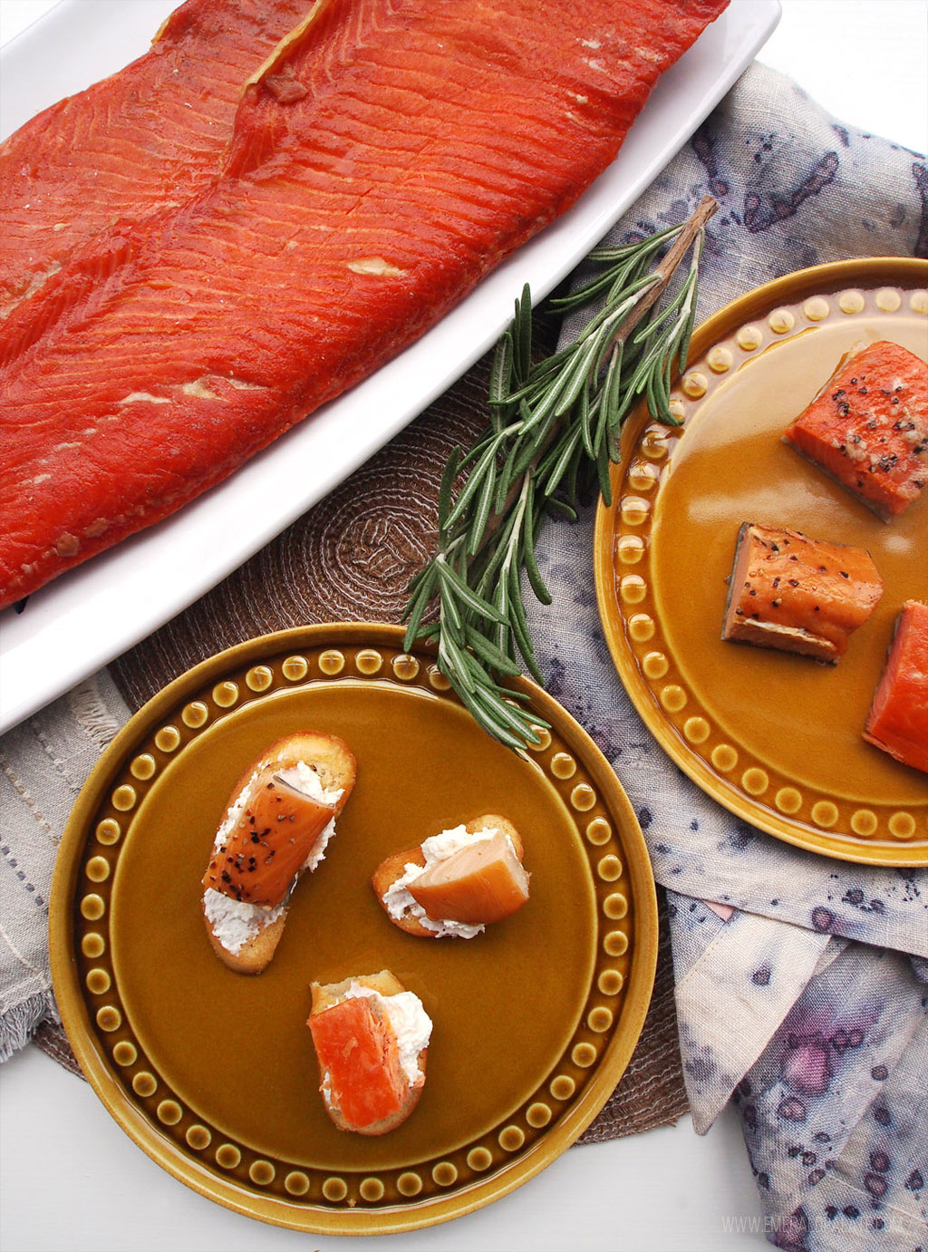 platter and plates of smoked salmon from Seattle