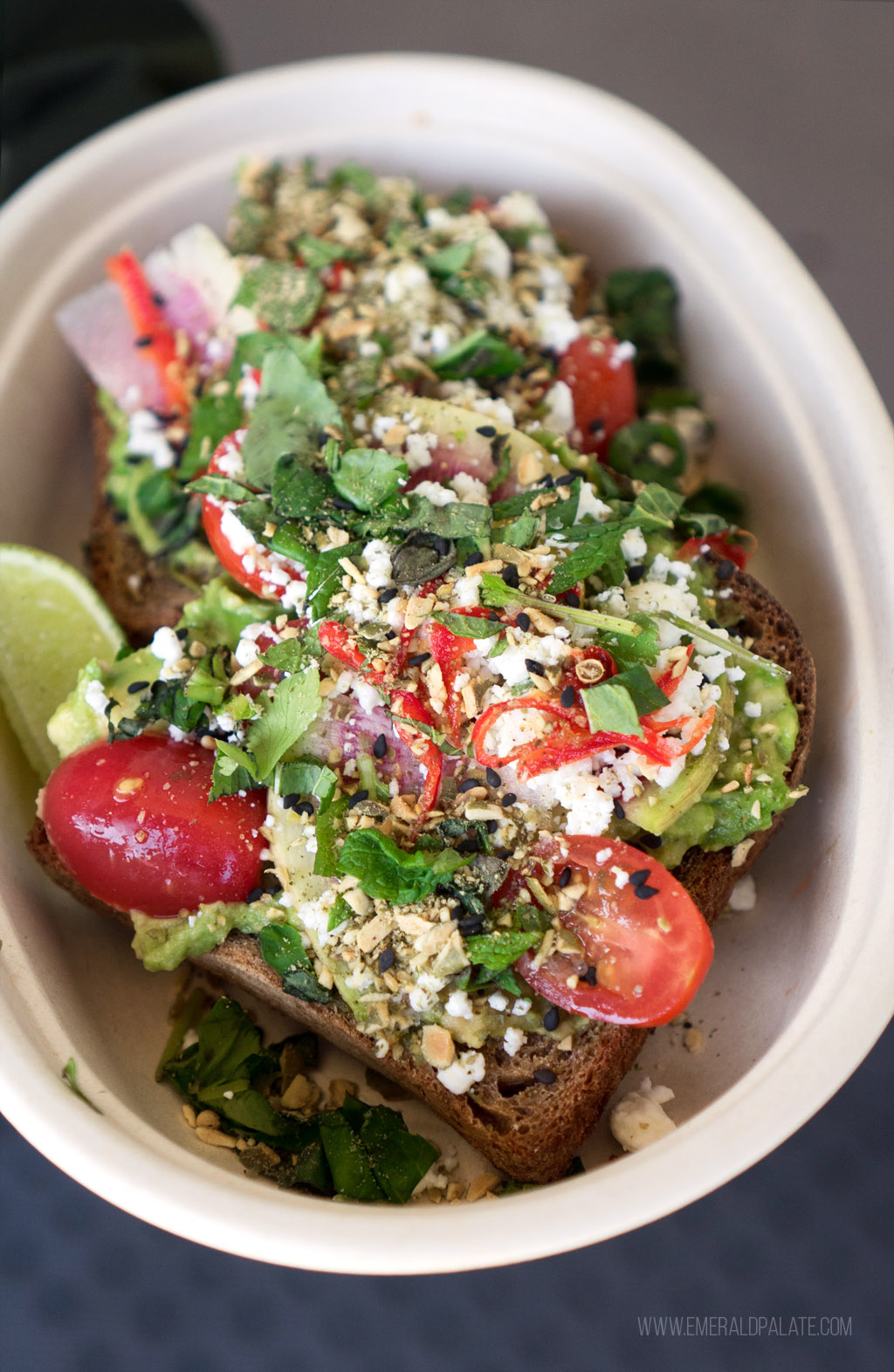 avocado toast with tomato from one of the best Bellingham restaurants