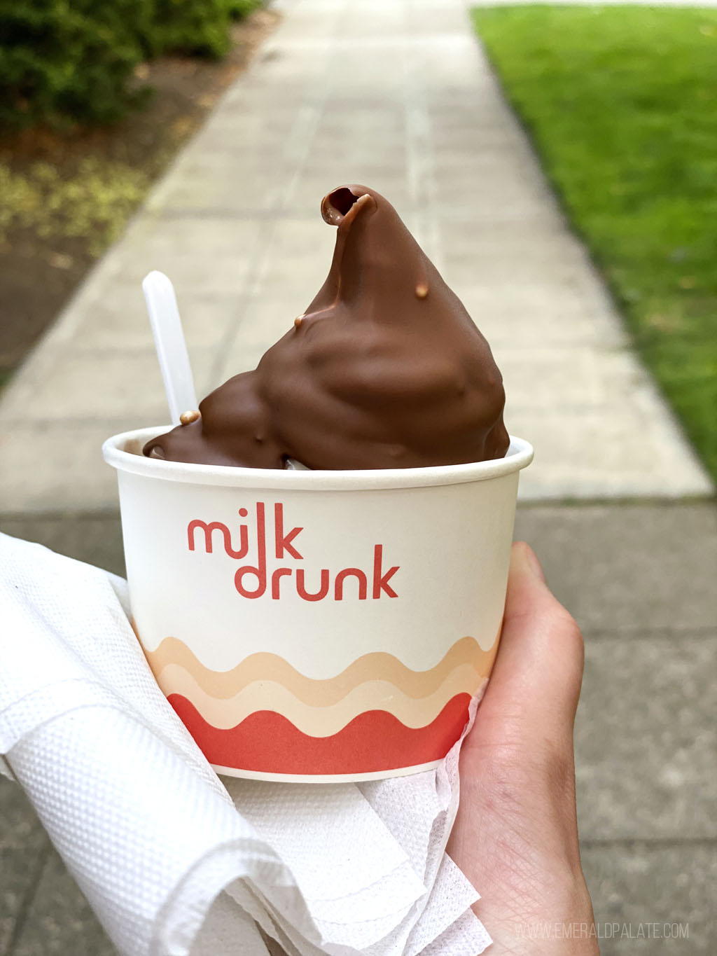 soft serve ice cream from Seattle with a chocolate dip shell