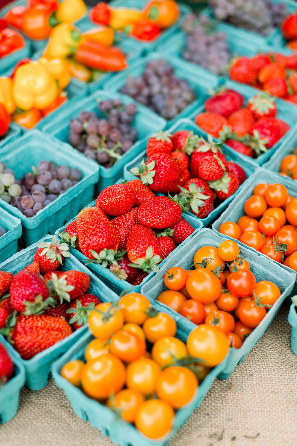Picture of strawberries and produce at a farmers market